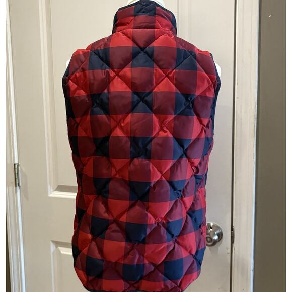 J Crew Down Fill Vest Women's PM Red Blue Full Zip Puffer w Pockets Quilted - Picture 3 of 3